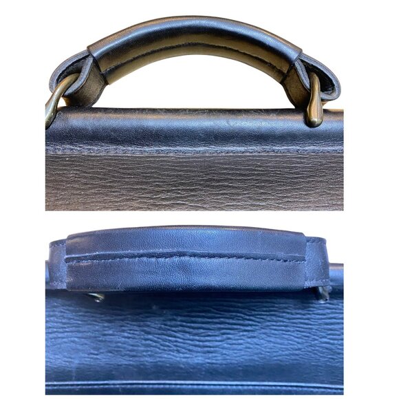 Vintage Black Leather Hide Dowel Briefcase - Pre-owned - Picture 9 of 13